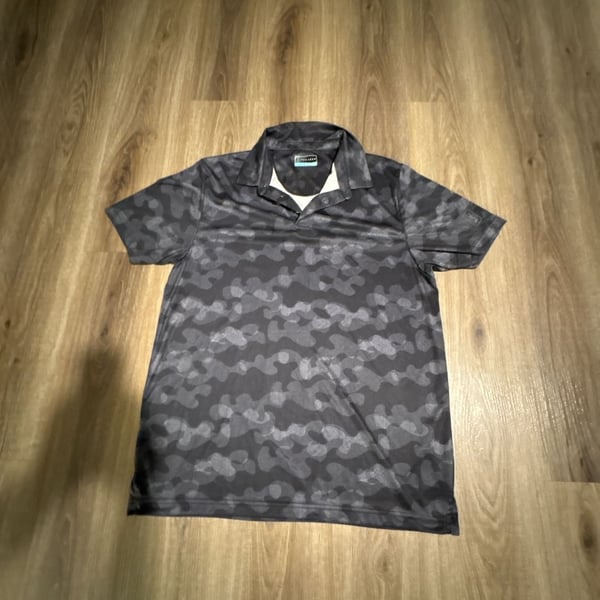 PGA Tour Polo Shirt XL Black Camo Golf Short Sleeve