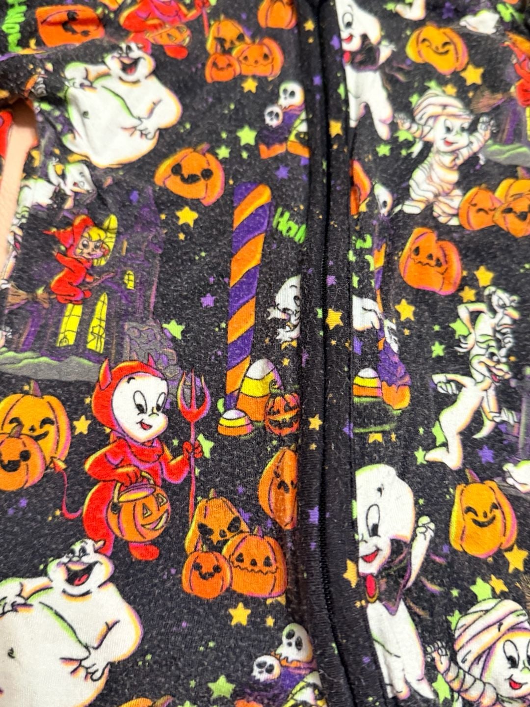 CoZco Bamboo Zipper Footie Romper 3-6M Black Halloween Ghosts Casper Zippy 3