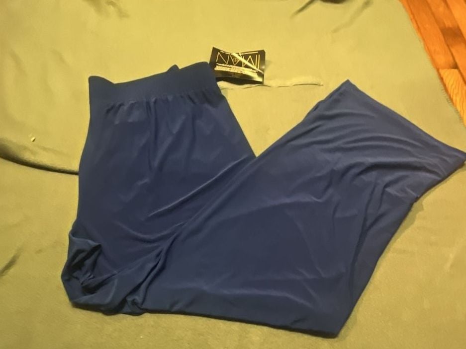 MAU Women's High Waist Wide Leg Pants Size 2X Blue Long Leggings 18