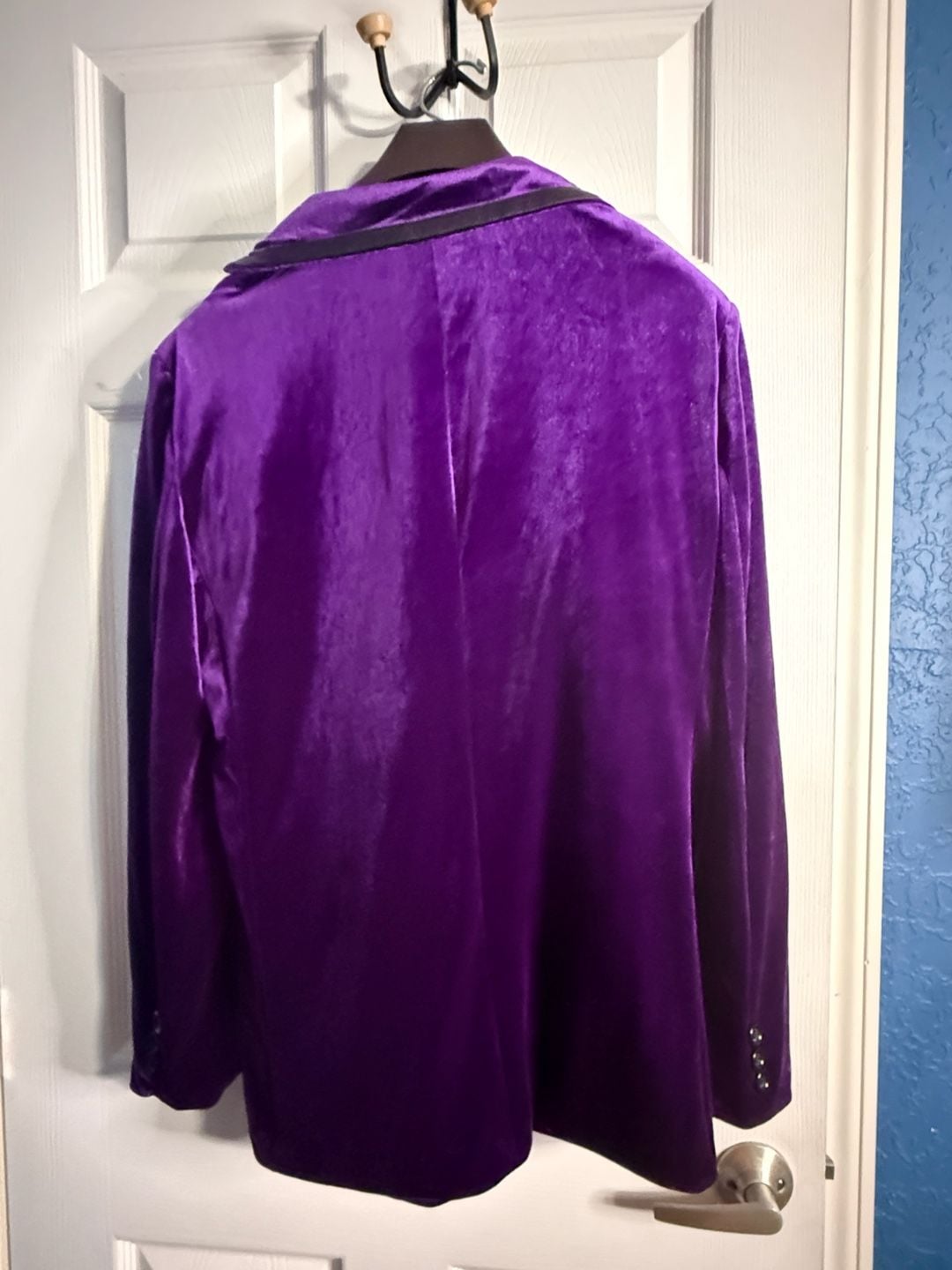 Zhelin Purple Velvet Blazer XXL NWT Jewel Tone Single Button Party Jacket 4