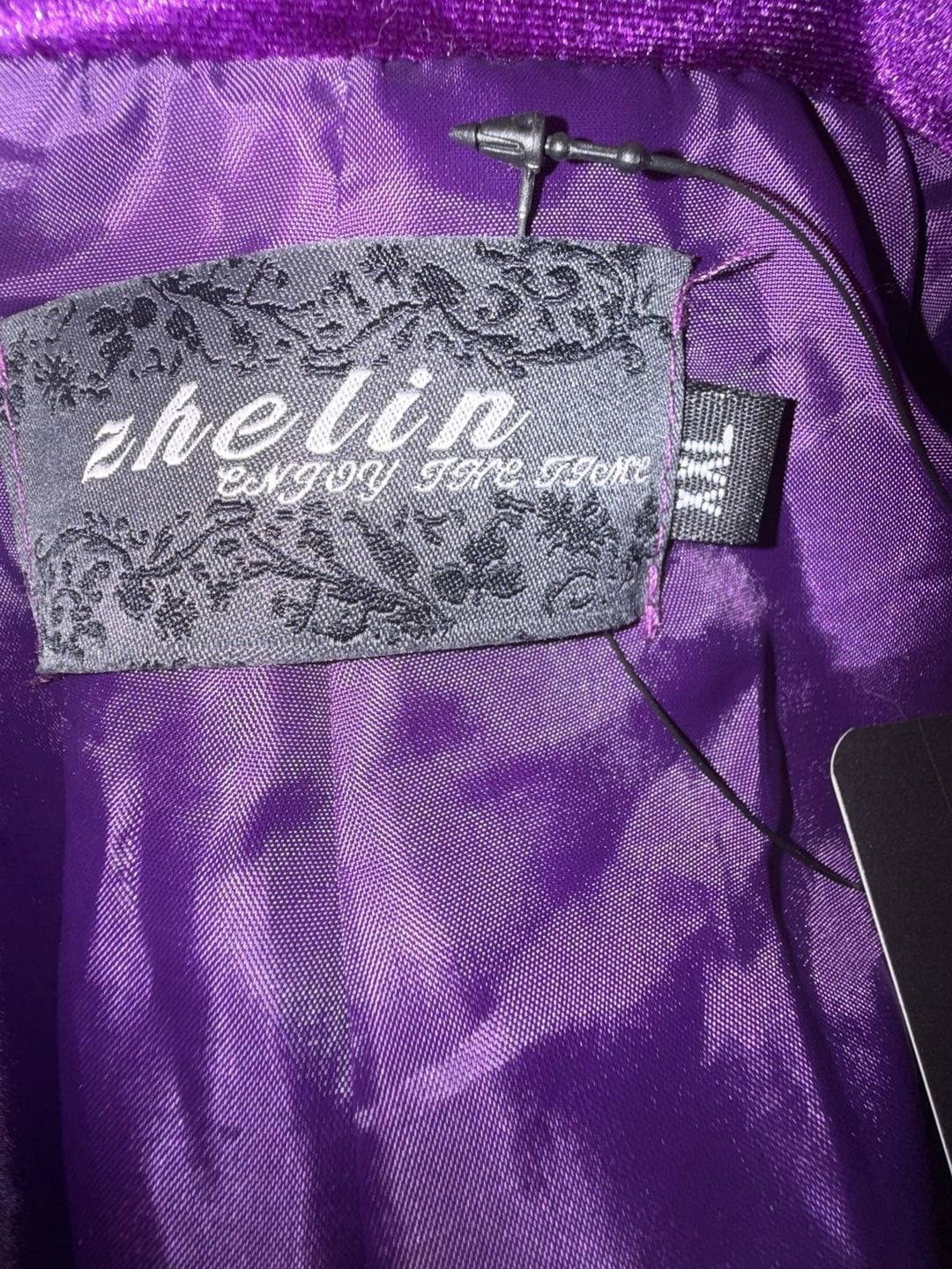 Zhelin Purple Velvet Blazer XXL NWT Jewel Tone Single Button Party Jacket 5