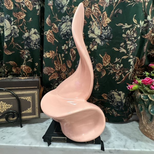Pink Vintage Abstract Ceramic Art Sculpture by "BLK" United Ceramics Arizona 14"