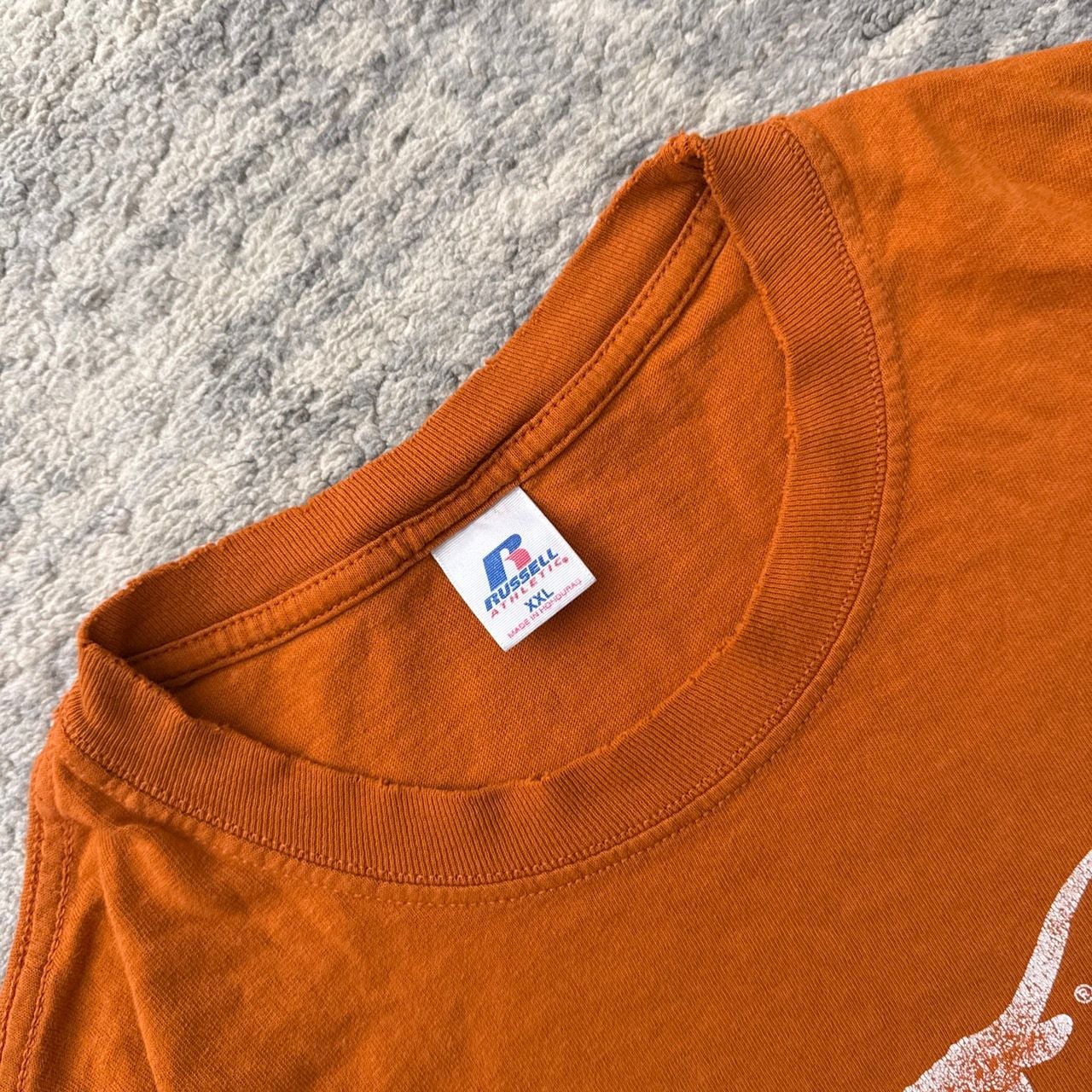 Vintage 90s Russell Athletic Texas Longhorns T-Shirt Size XXL Burnt Orange 3
