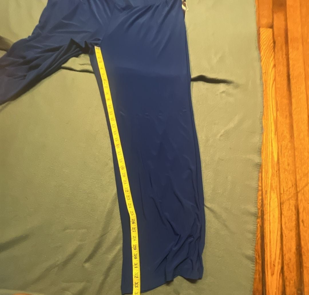 MAU Women's High Waist Wide Leg Pants Size 2X Blue Long Leggings 17