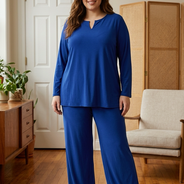 MAU Women's High Waist Wide Leg Pants Size 2X Blue Long Leggings