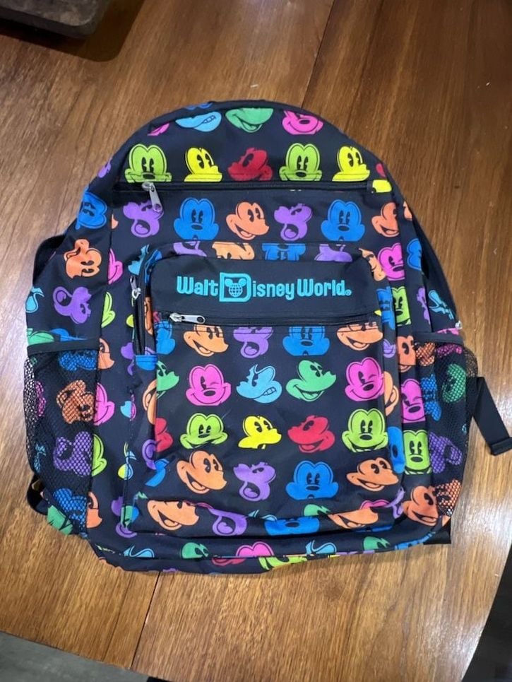 Disney Walt Disney World Mickey Mouse Faces Rainbow Backpack Black 1