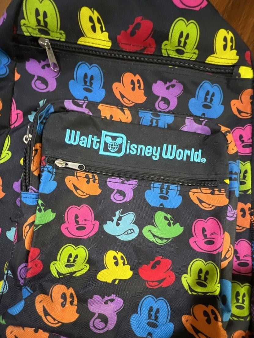 Disney Walt Disney World Mickey Mouse Faces Rainbow Backpack Black 2