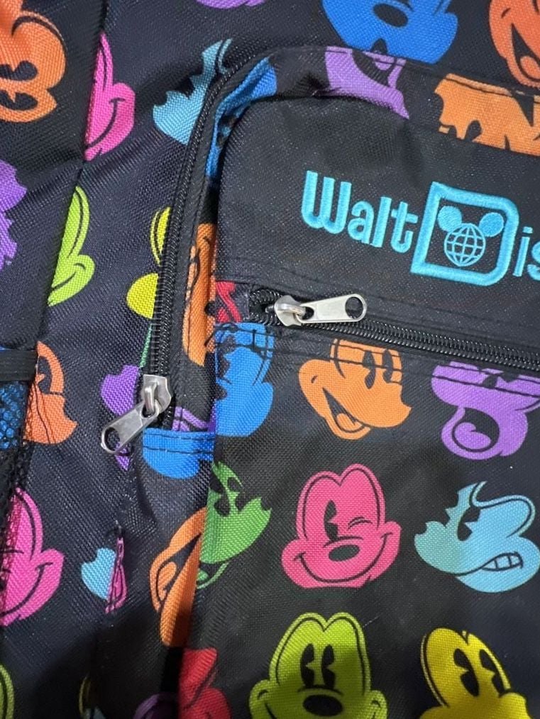 Disney Walt Disney World Mickey Mouse Faces Rainbow Backpack Black 3