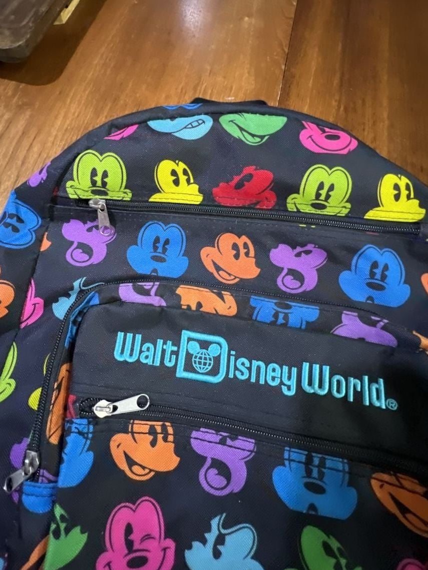 Disney Walt Disney World Mickey Mouse Faces Rainbow Backpack Black 6