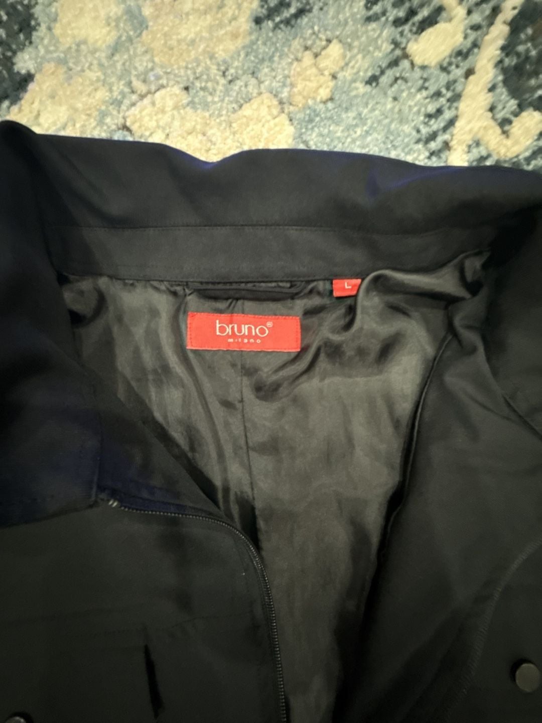 Bruno Milano Black Utility Jacket Size L Full Zip Fleece Lined 3