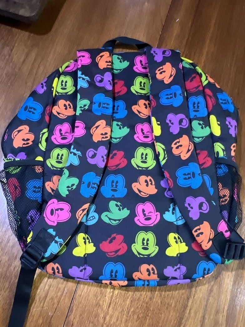 Disney Walt Disney World Mickey Mouse Faces Rainbow Backpack Black 11