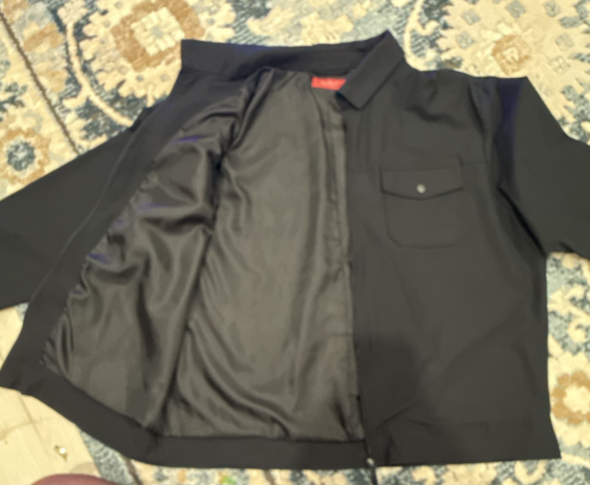 Bruno Milano Black Utility Jacket Size L Full Zip Fleece Lined 5