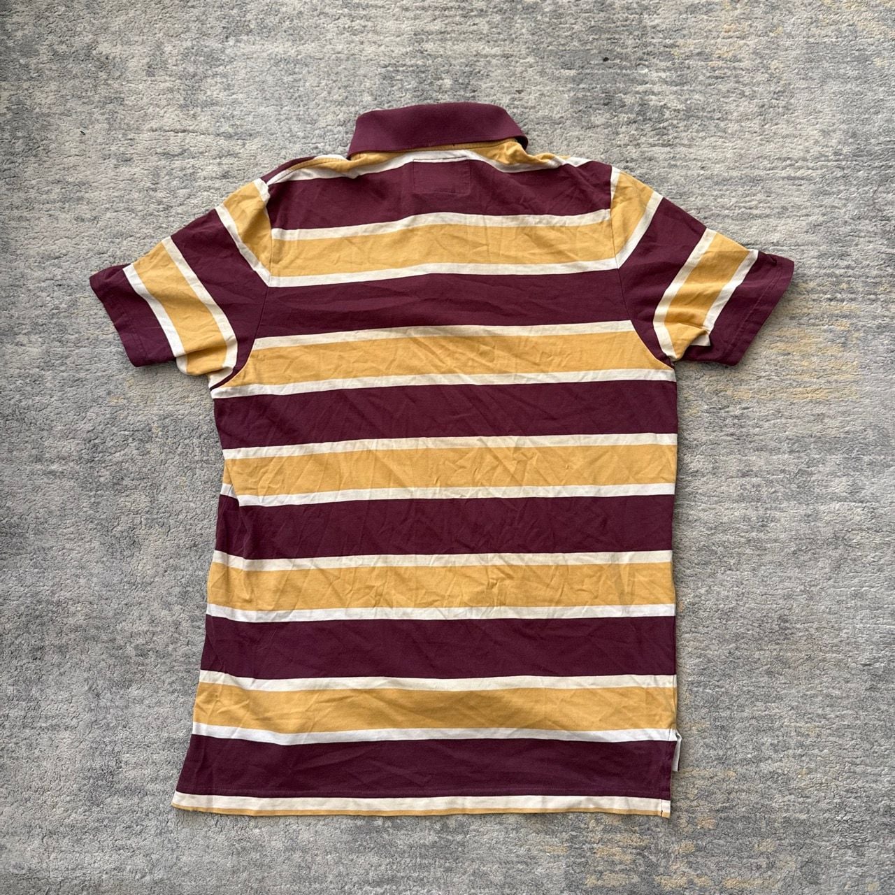 Vintage Y2K Abercrombie & Fitch Striped Polo Shirt Size XL Burgundy Gold White 4