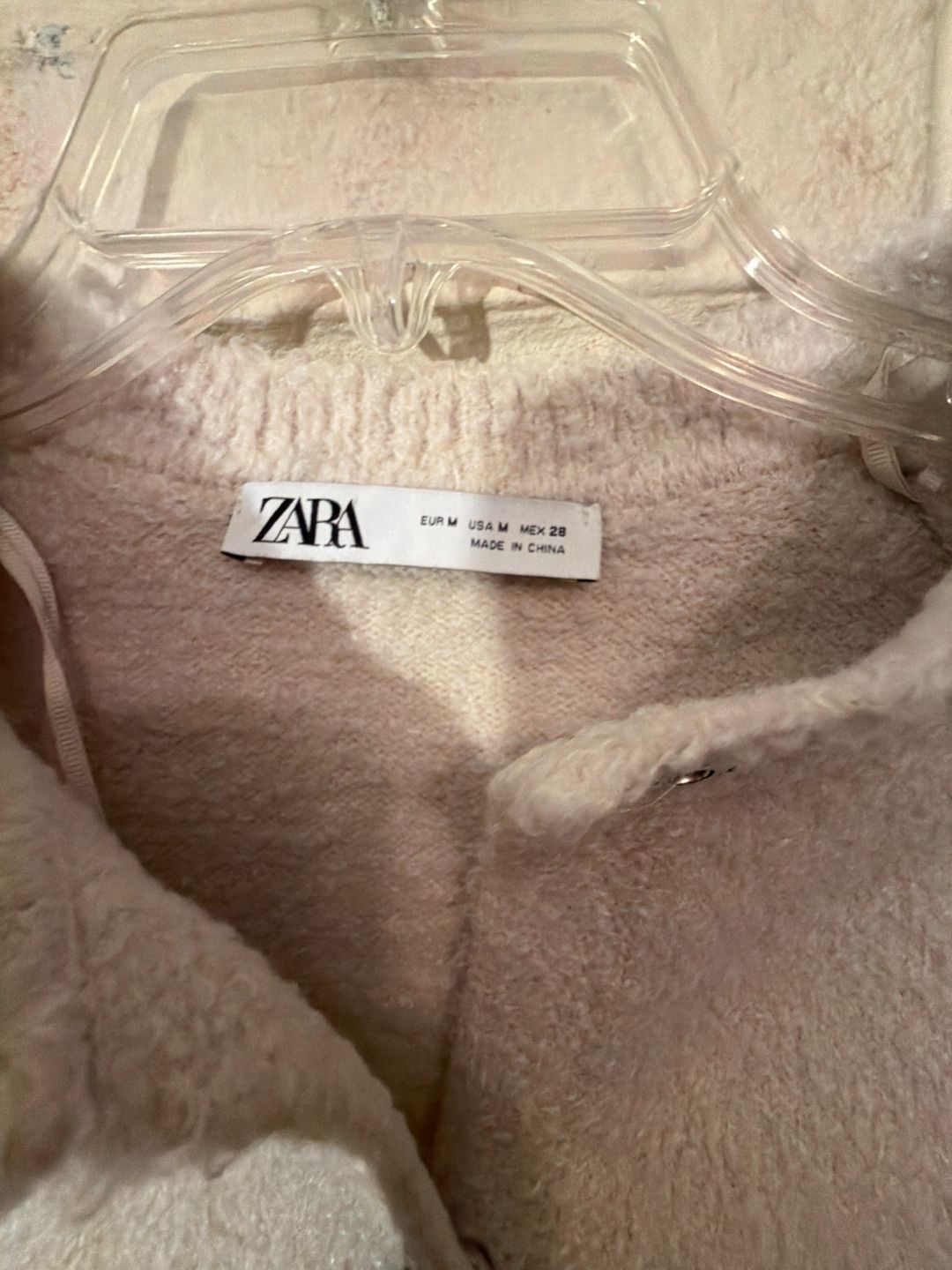 Zara Knit Cardigan with Bows Size M Ecru Cream Fringe 3
