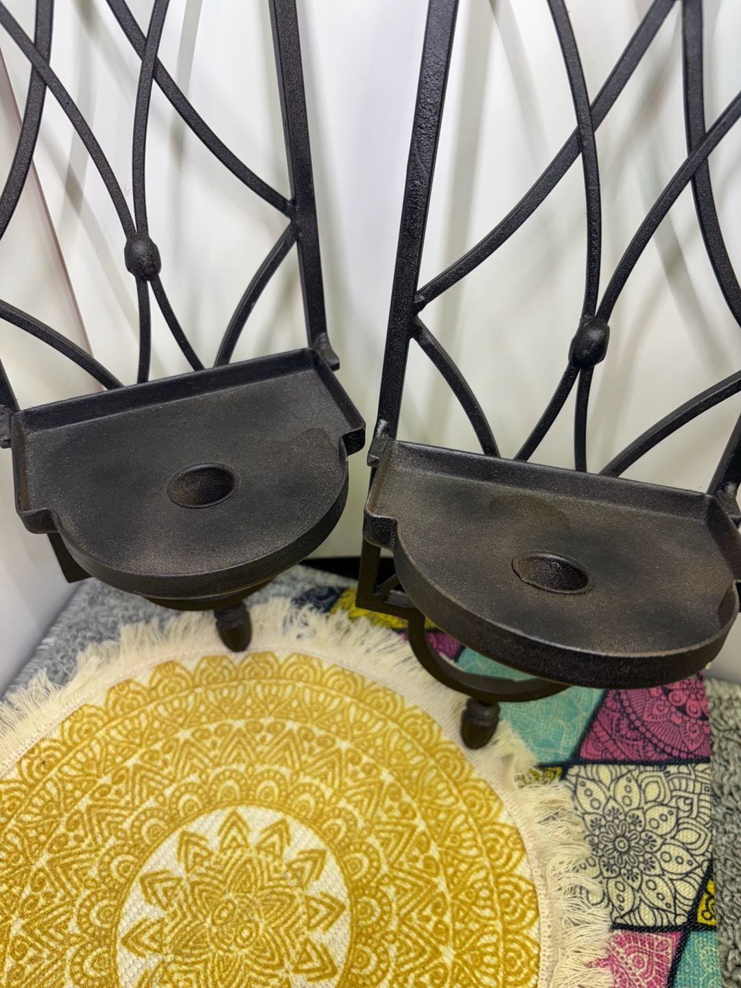 Southern Living Cast Iron Wall Sconce Candle Holder- Set of 2 - Black - 18x5 2