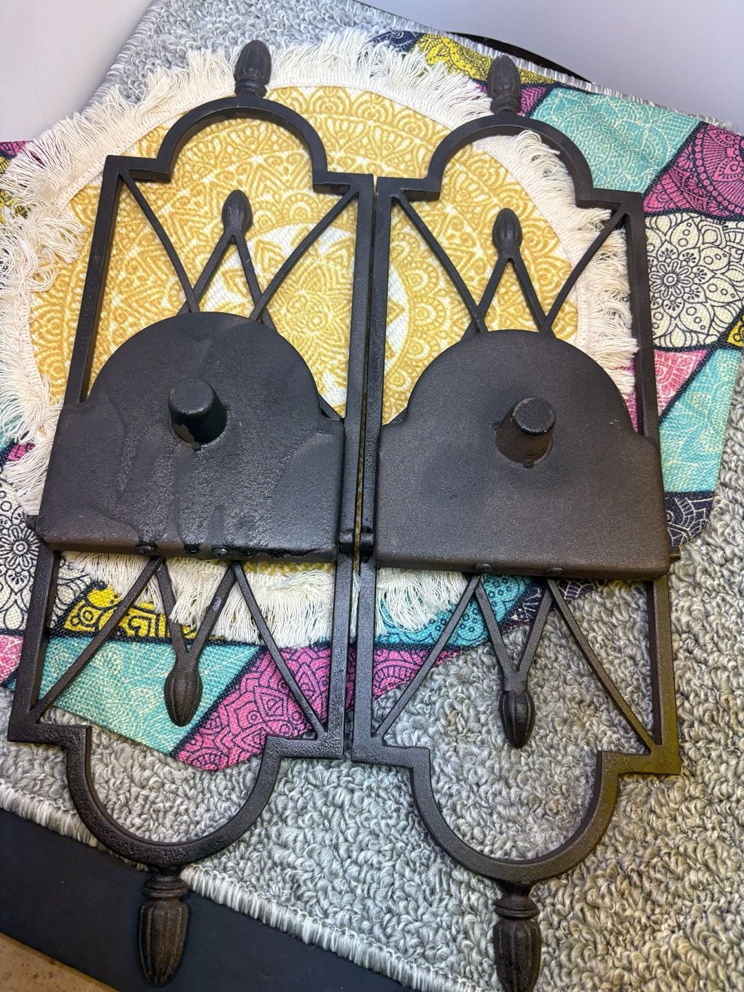Southern Living Cast Iron Wall Sconce Candle Holder- Set of 2 - Black - 18x5 3