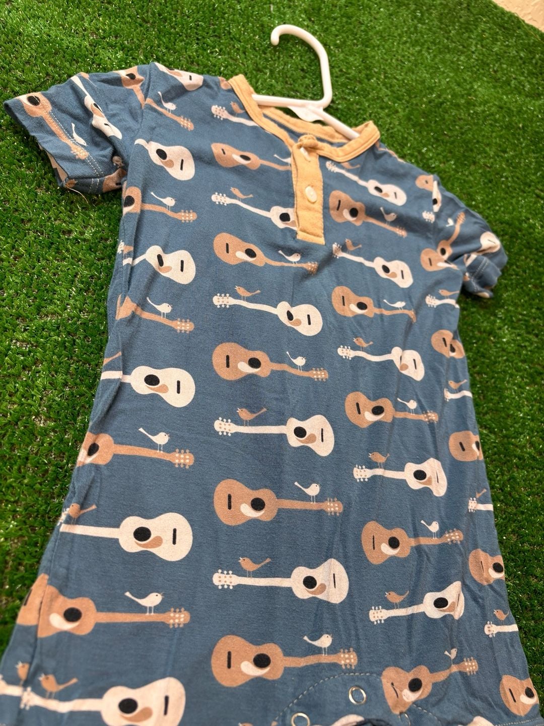 KicKee Pants Guitars & Birds Henley Romper Size 3-6 Months 2