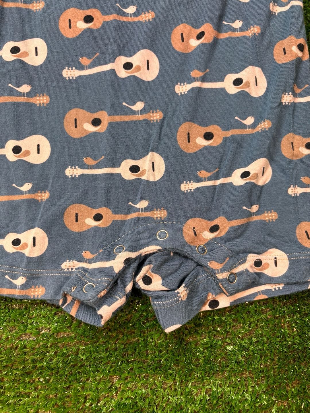 KicKee Pants Guitars & Birds Henley Romper Size 3-6 Months 6
