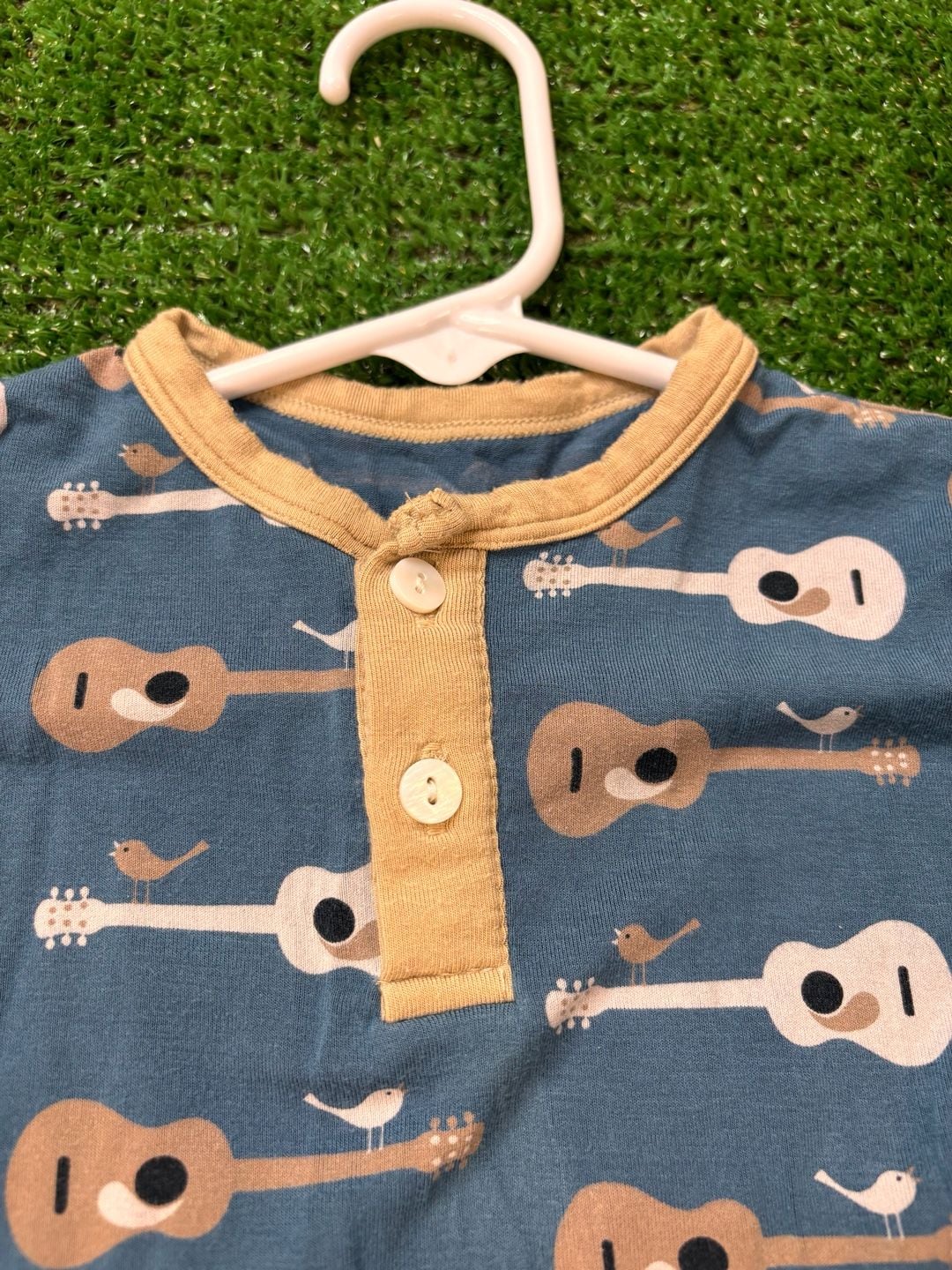 KicKee Pants Guitars & Birds Henley Romper Size 3-6 Months 7