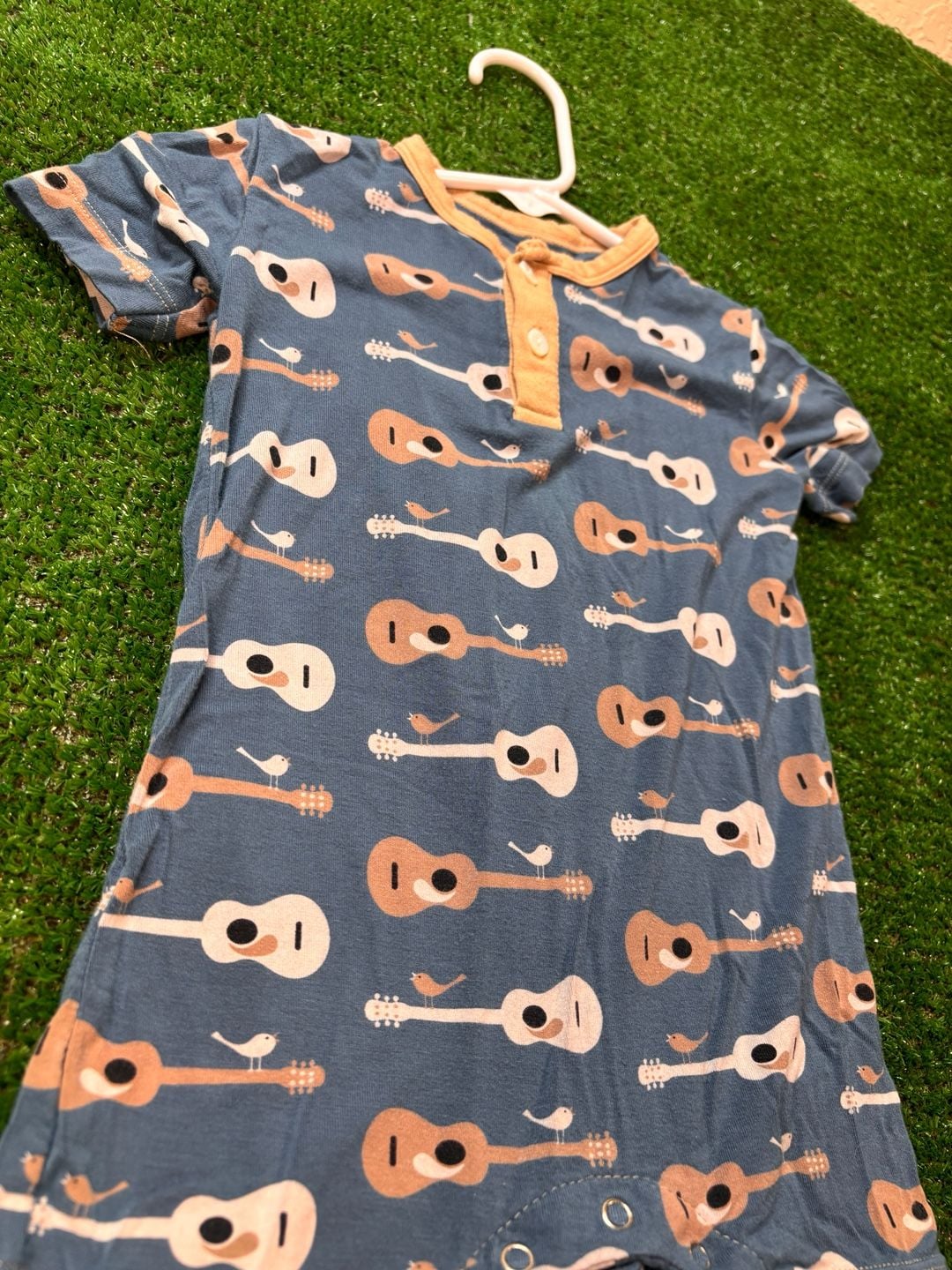 KicKee Pants Guitars & Birds Henley Romper Size 3-6 Months 8