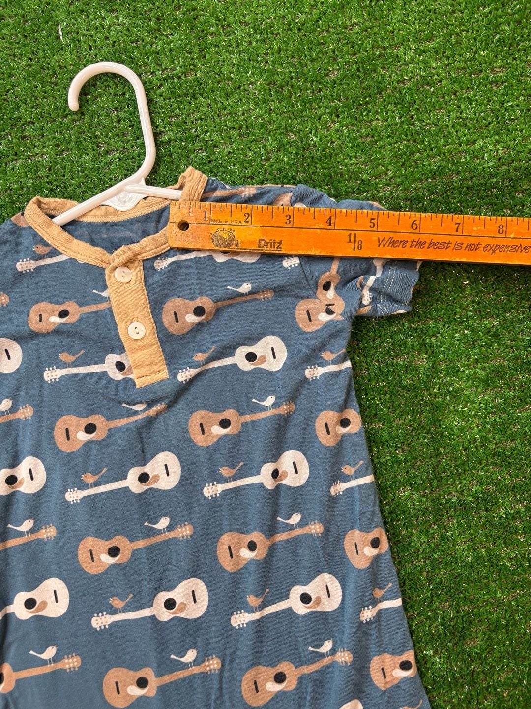 KicKee Pants Guitars & Birds Henley Romper Size 3-6 Months 10