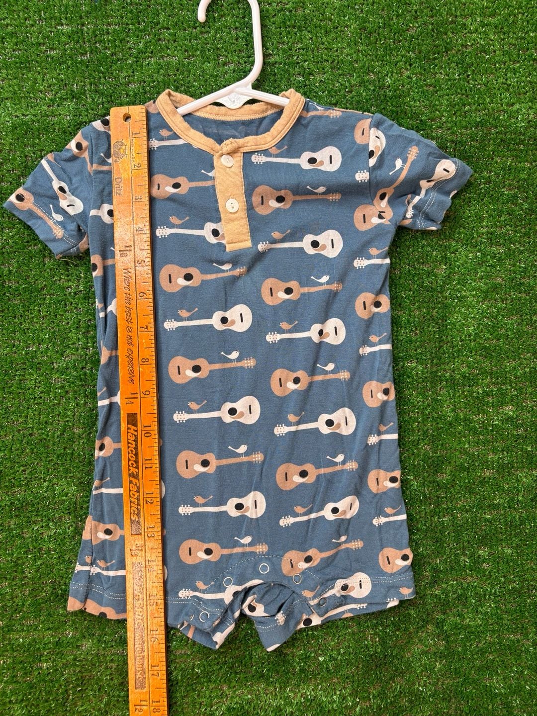 KicKee Pants Guitars & Birds Henley Romper Size 3-6 Months 11