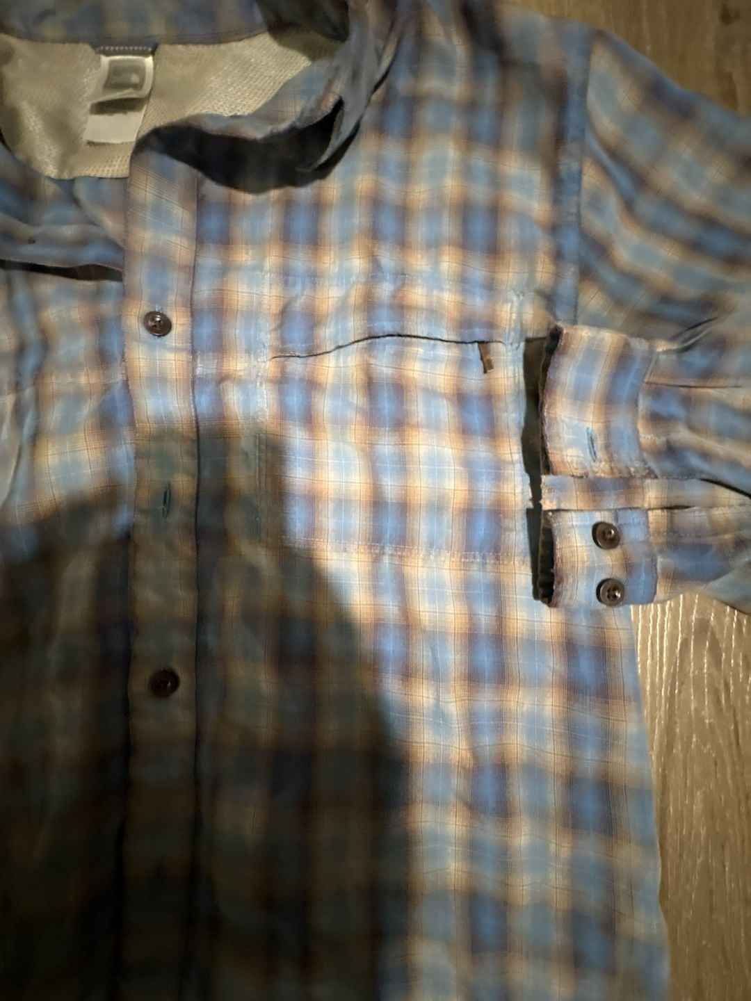 The North Face THE NORTH FACE Shirt Men's XL Button-down Long-Sleeve Plaid brown/blue/white 5