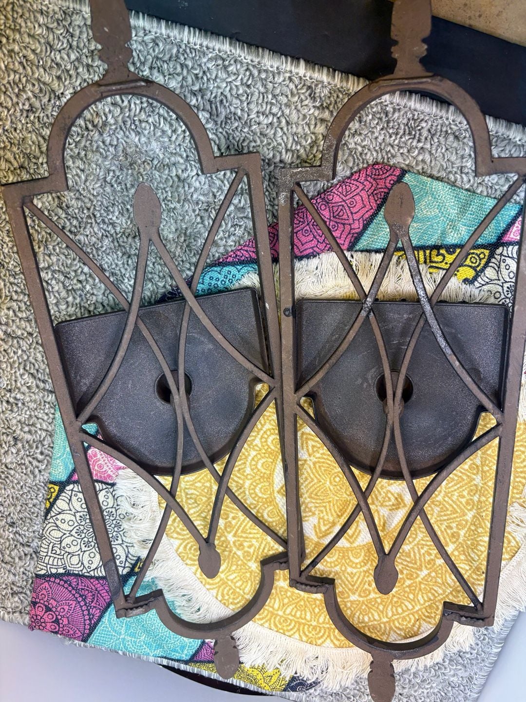 Southern Living Cast Iron Wall Sconce Candle Holder- Set of 2 - Black - 18x5 4