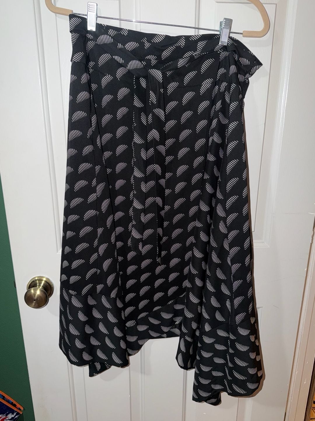 Worthington Wrap Skirt Size 12 Black Geometric Pattern 7