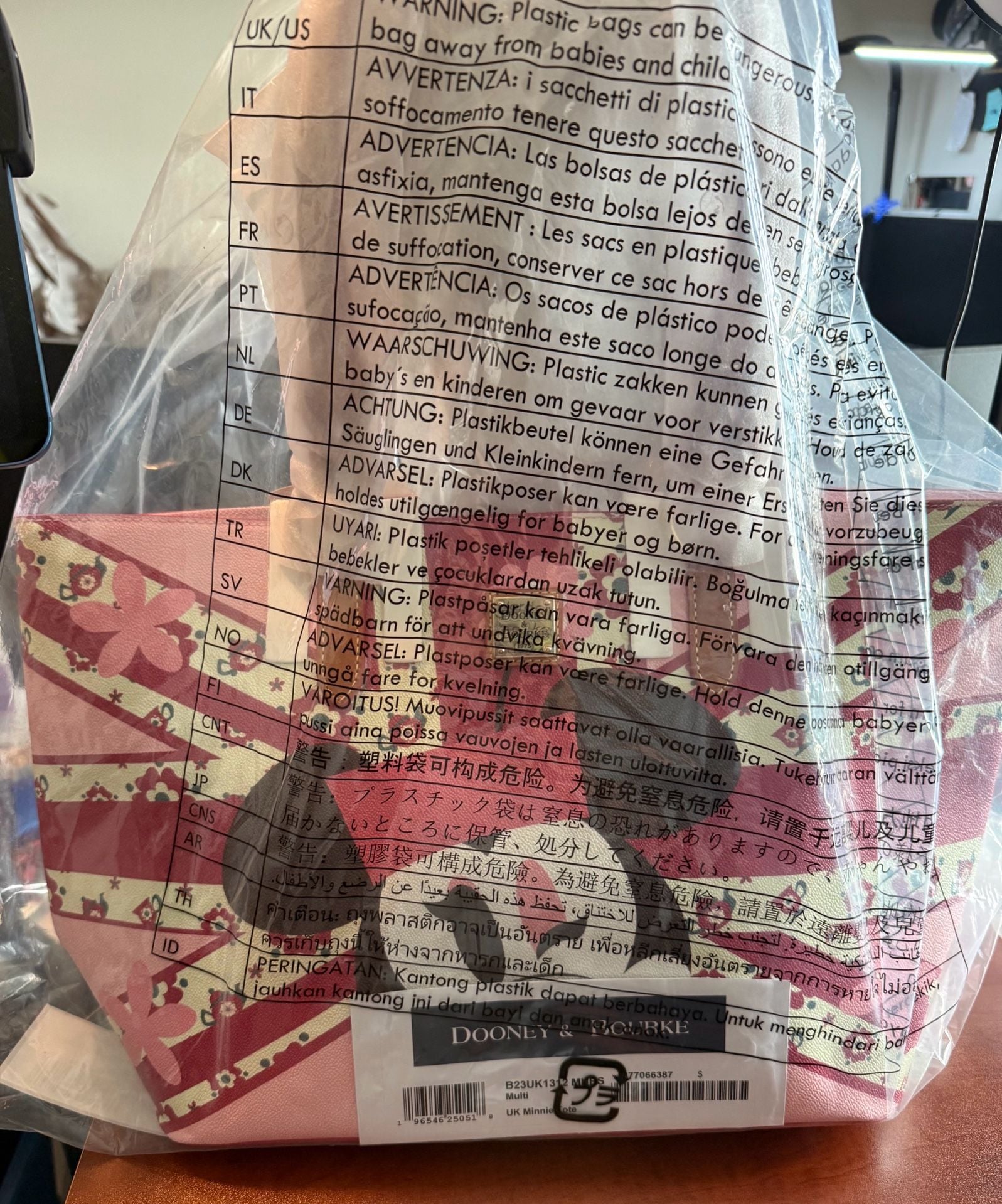 NWT Dooney & Bourke Disney Parks Epcot UK Minnie Mouse Tote Bag 8