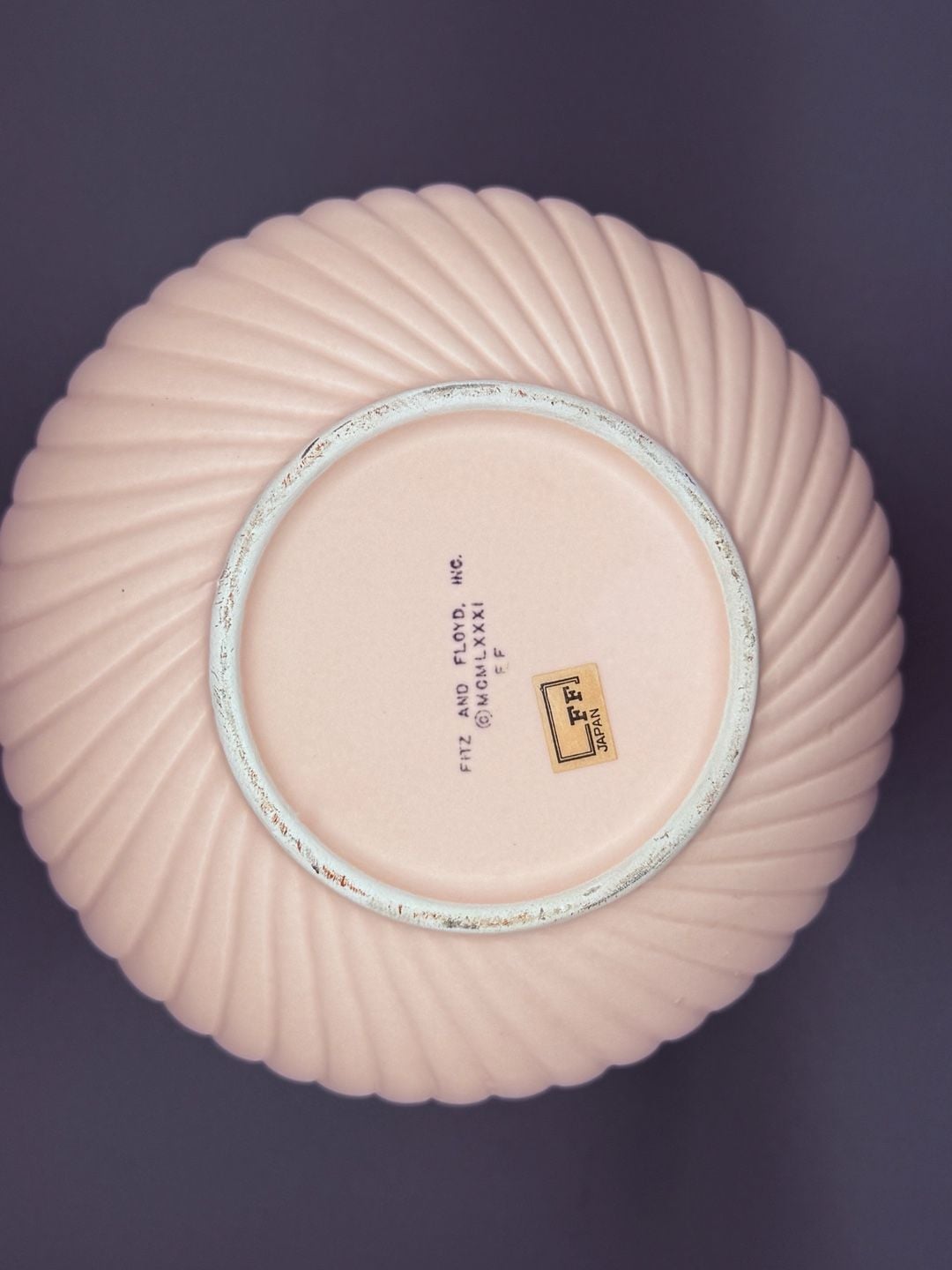Fitz And Floyd Japan Round Vase with Spiral Design 1982 Pink Ceramic 2
