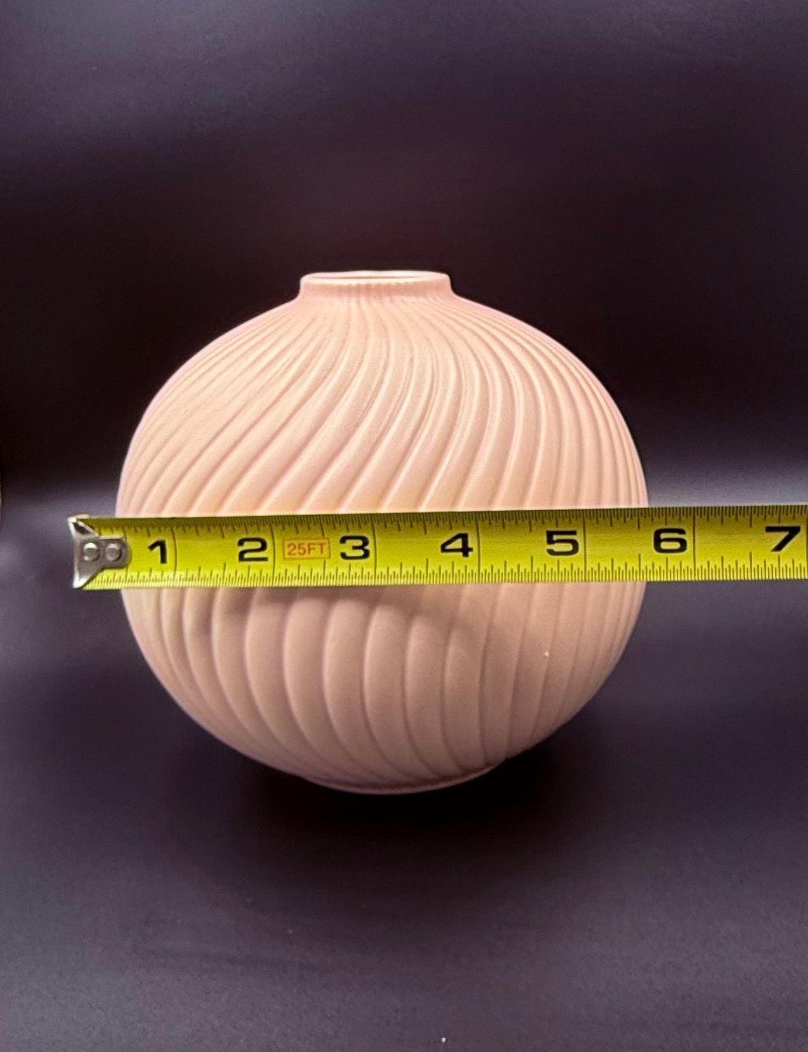 Fitz And Floyd Japan Round Vase with Spiral Design 1982 Pink Ceramic 4