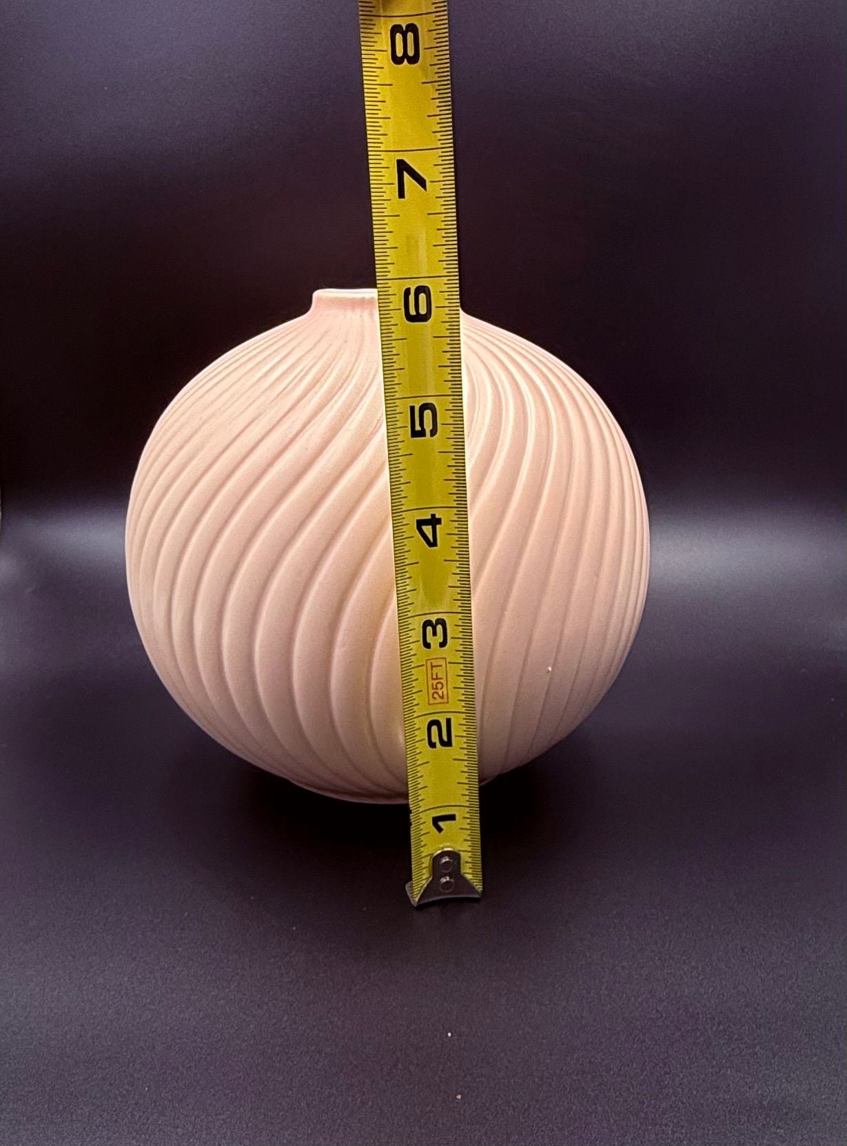 Fitz And Floyd Japan Round Vase with Spiral Design 1982 Pink Ceramic 5