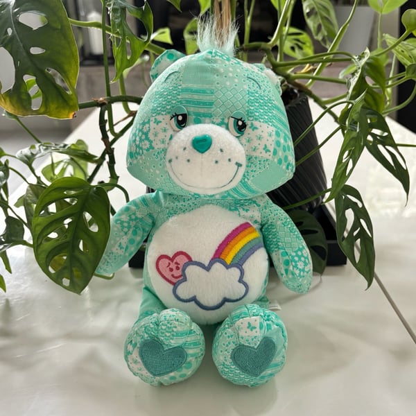 Care Bears Bashful Heart Bear 8 Inch Teal Quilted Special Edition Plush