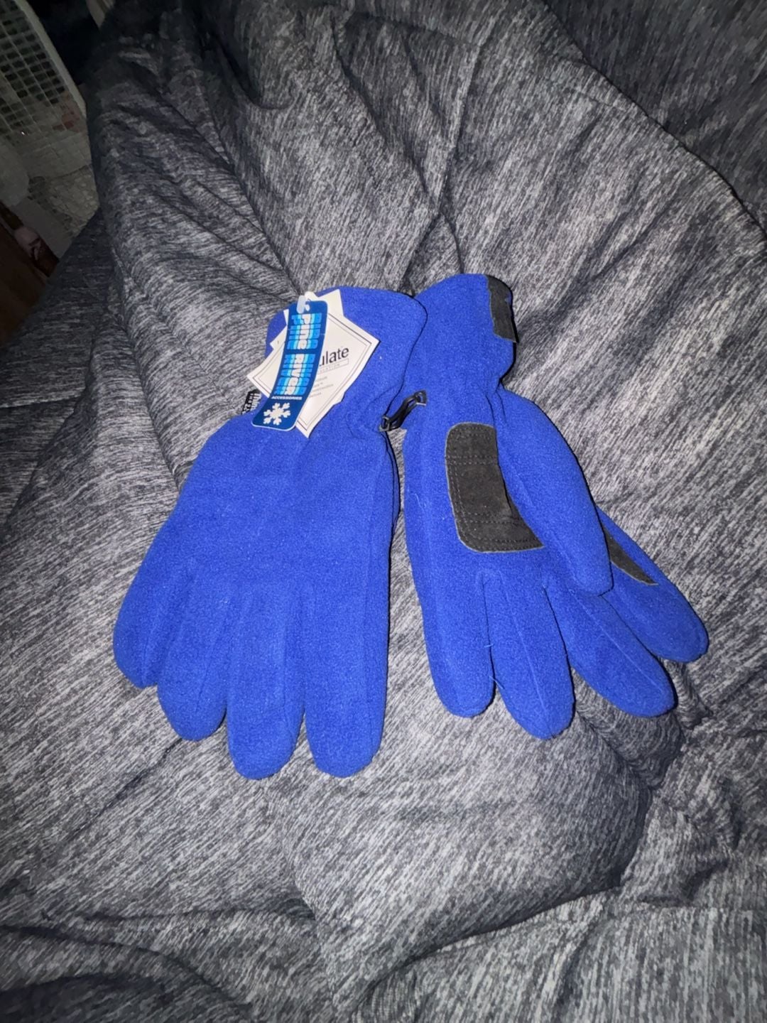 Pine River Blue Fleece Winter Gloves with Insulated Palm and Wrist Strap 1