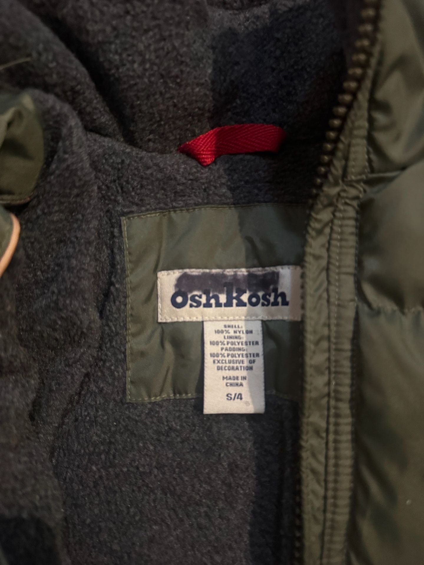 OshKosh Puffer Jacket Size 5A Green Winter Coat with Hood 4