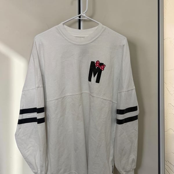 Disney Store Spirit Jersey Minnie Mouse Size M White Long Sleeve