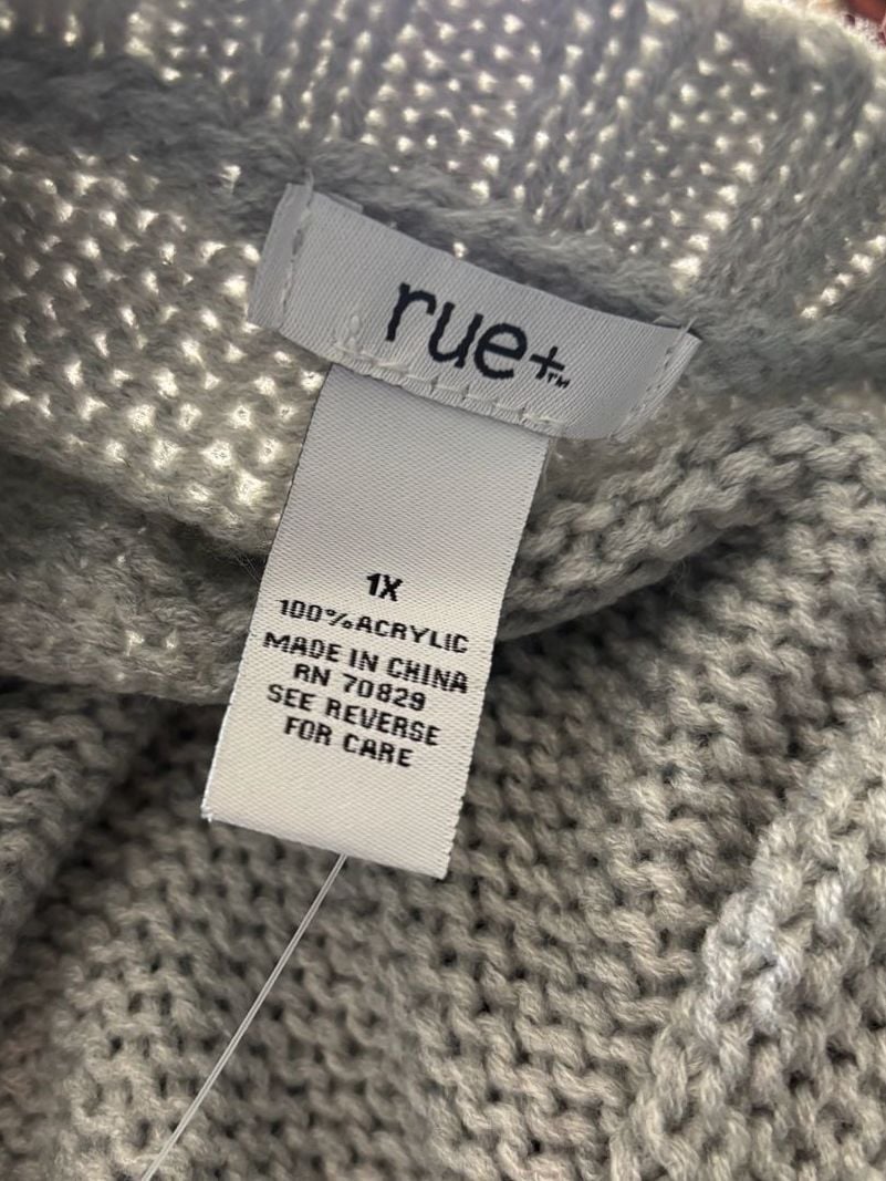 NWT Rue21 LA Varsity Graphic Crewneck Knit Sweater Gray Red 1X 9