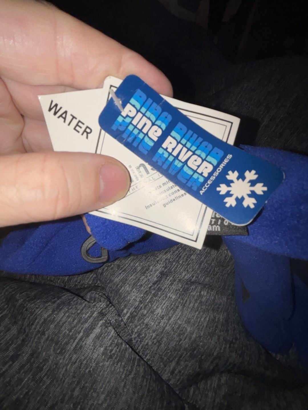 Pine River Blue Fleece Winter Gloves with Insulated Palm and Wrist Strap 5