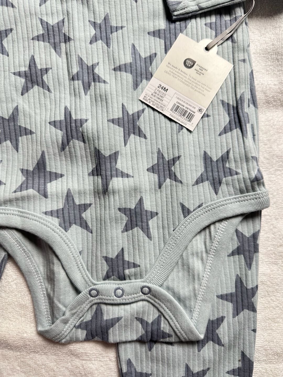 Cloud Island Ribbed Star 2pc Bodysuit & Pants Blue 24M 2