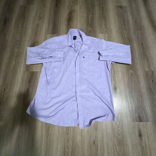 U.S. Polo Assn. Long Sleeve Dress Shirt Size 17-17 1/2 Purple Wrinkle-Free