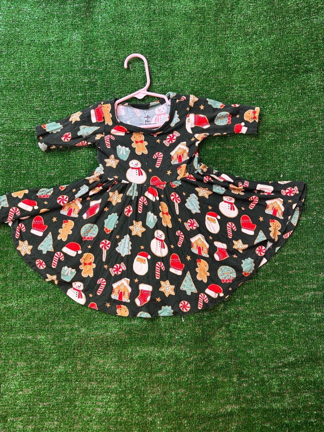 Millie + Roo Christmas Twirl Dress Size 12-24 Months Gingerbread Holiday 6
