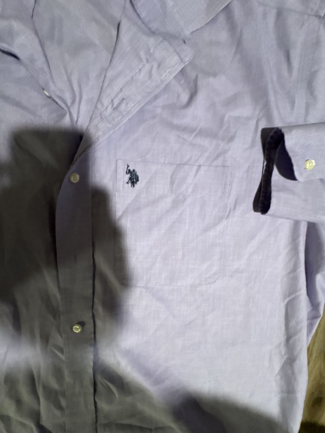 U.S. Polo Assn. Long Sleeve Dress Shirt Size 17-17 1/2 Purple Wrinkle-Free 4