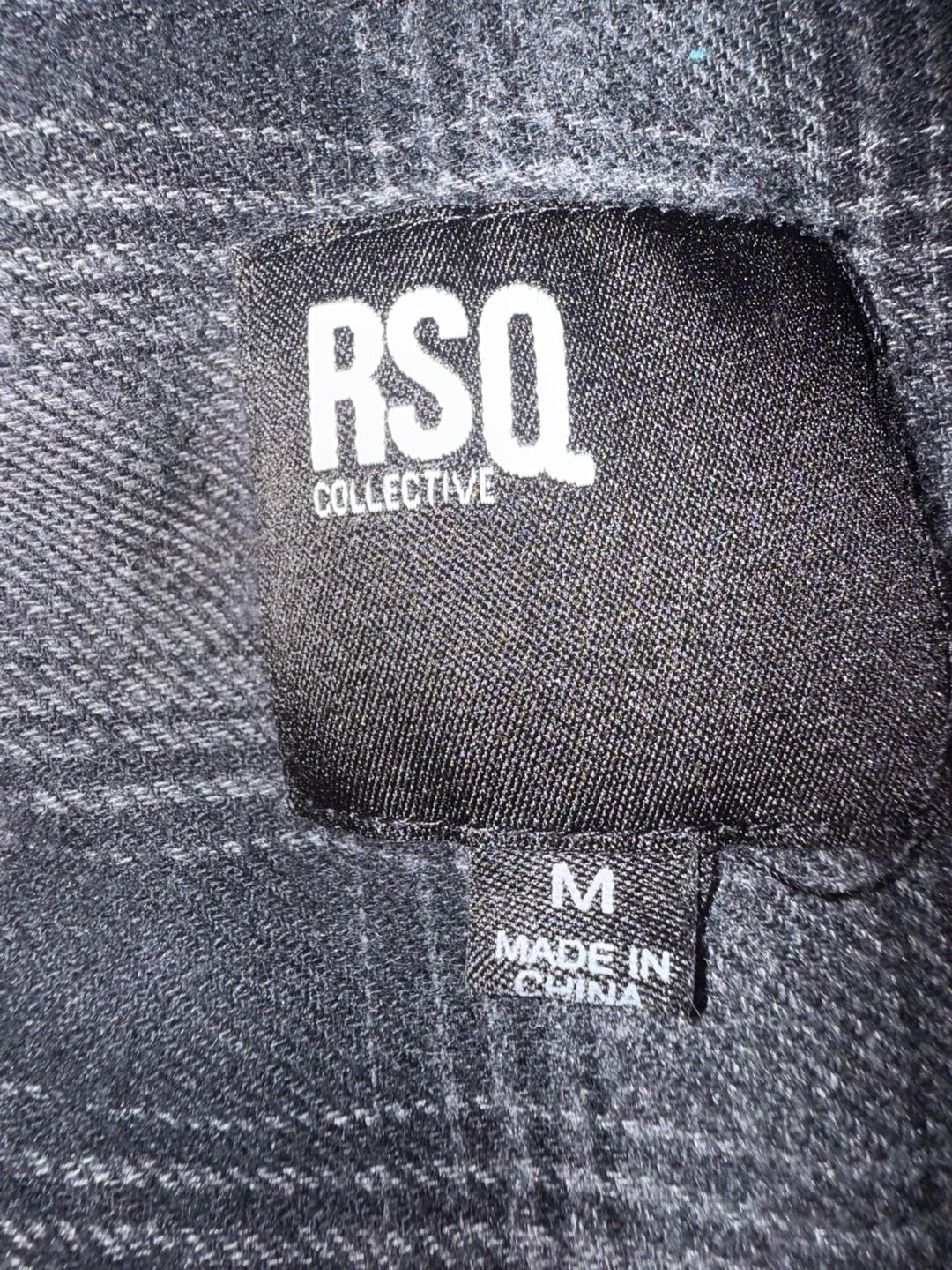 RSQ Collective Plaid Flannel Shirt Size M Gray Black Cotton Polyester 5