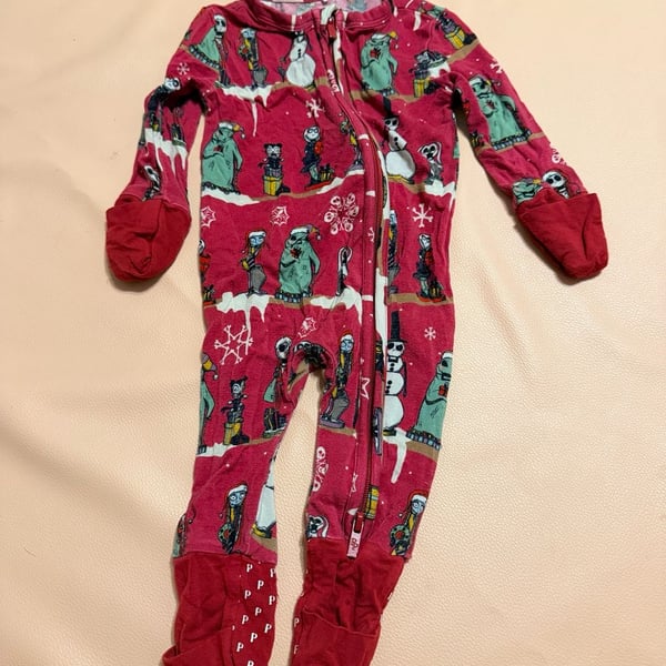 Posh Peanut Nightmare Before Christmas Footie Pajamas Size 0-3M Red