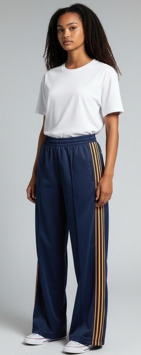 Urban Outfitters Track Pants Size XS Wide Leg Navy Blue 2