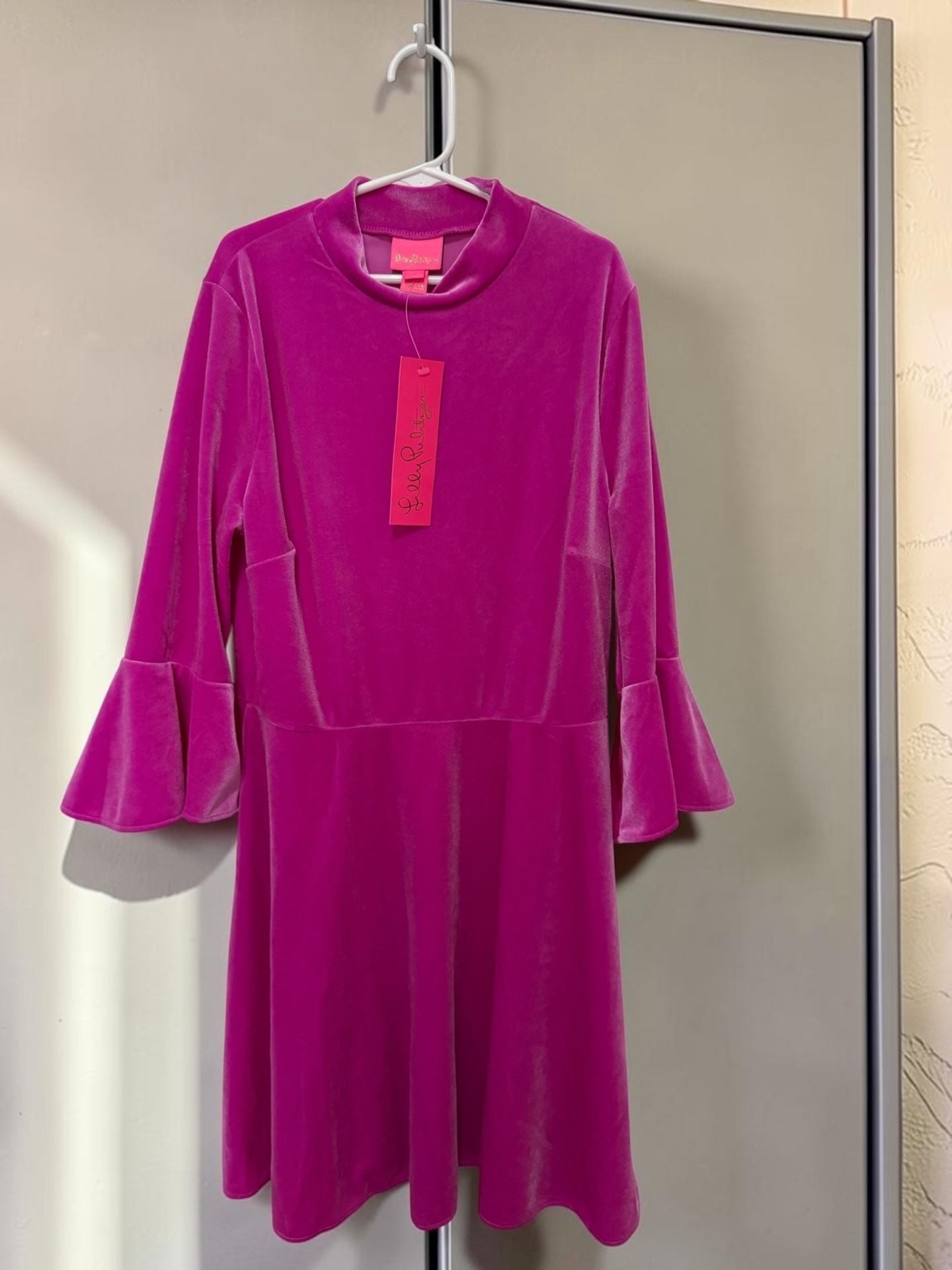 Lilly Pulitzer Girls Jalene Dress Size 16 Elderberry Velvet Ruffle Sleeve NWT! 1