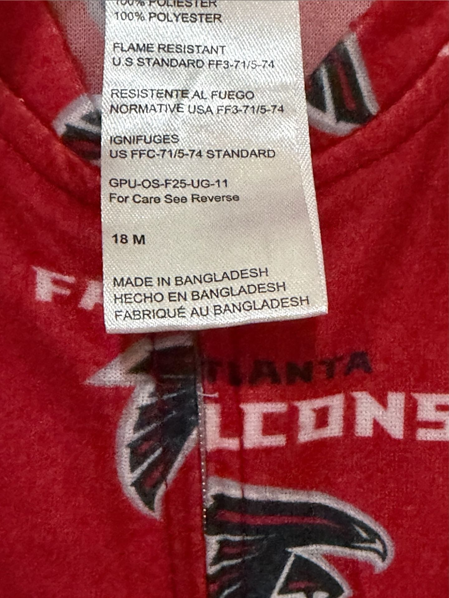 NFL Atlanta Falcons Sleeper 18M Red Allover Print Raglan Full-Zip 3
