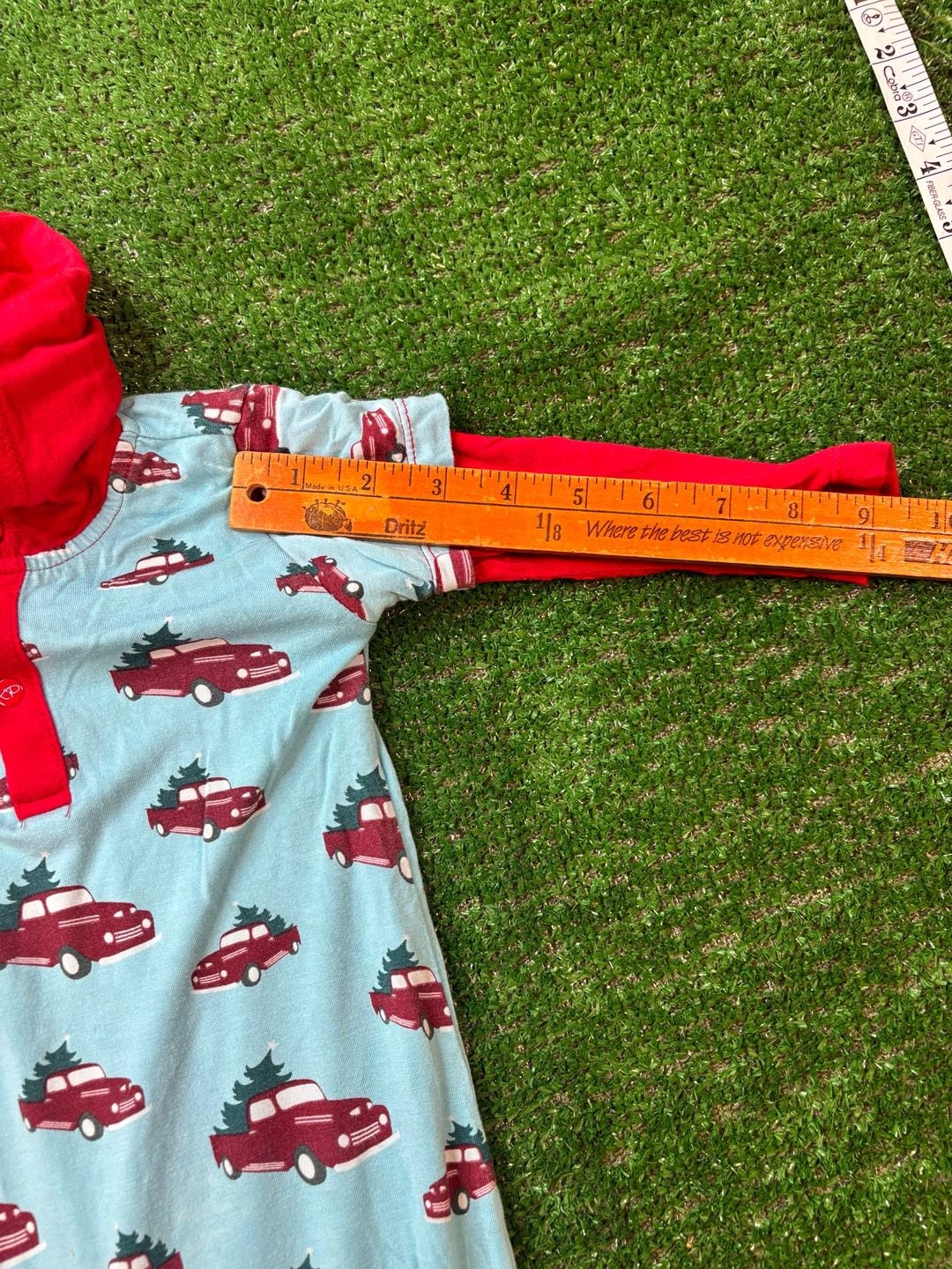 KICKEE PANTS Christmas Tree Trucks Sleeper Romper Sz 6-12 M Short Sleeve Hoodie 18