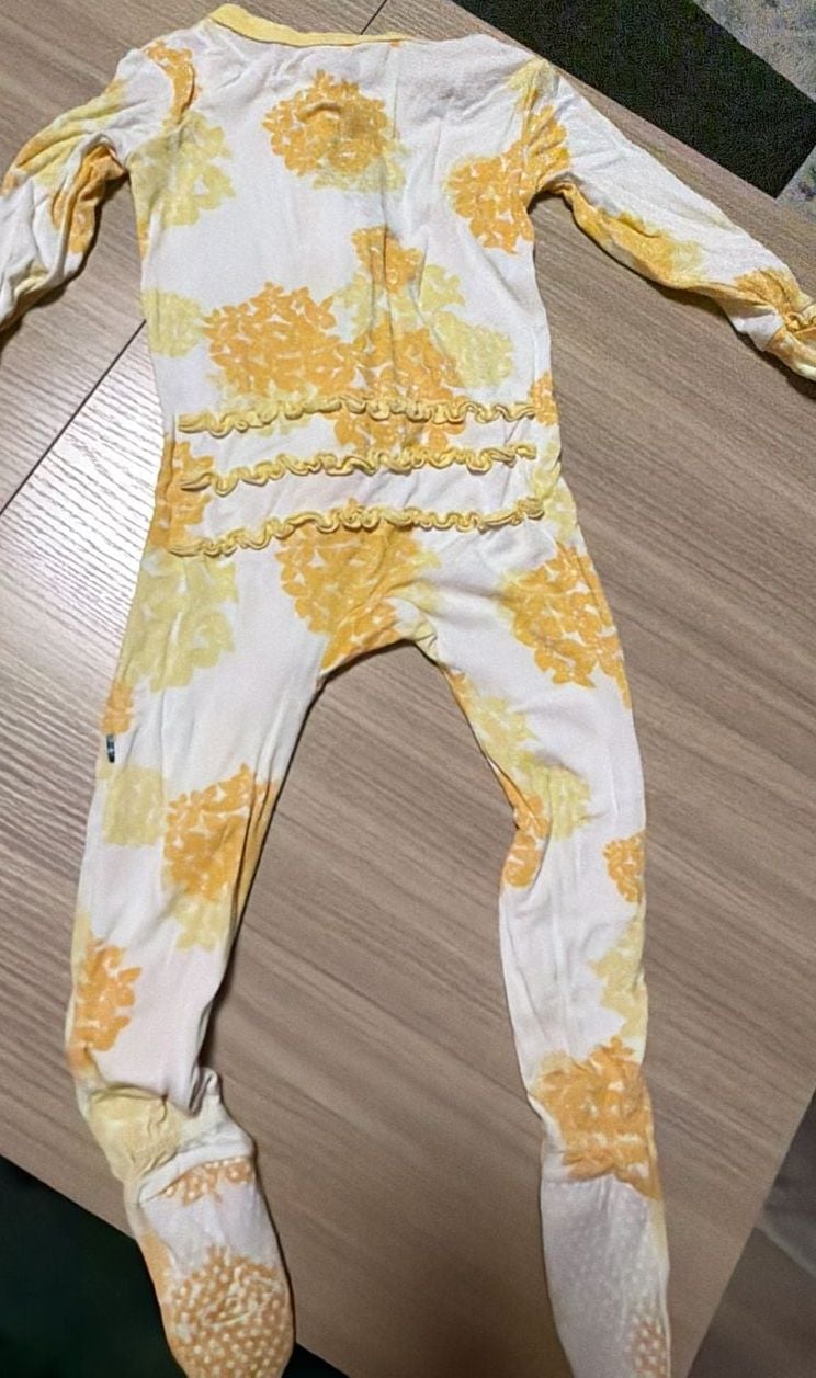 KicKee Pants Yellow Floral Bamboo Footed Pajamas 12-18 Months 4